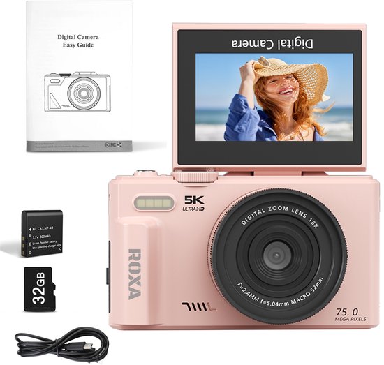 Appareil Photo Numérique 4K Pour La Photographie, Caméra De Vlogging 64 Mp Pour Youtube Avec Ecran Rabattable De 3 A 180 Point De Zoom Numerique 18x Et Camera De Prise De Vue Avec Carte Micro Sd De 32