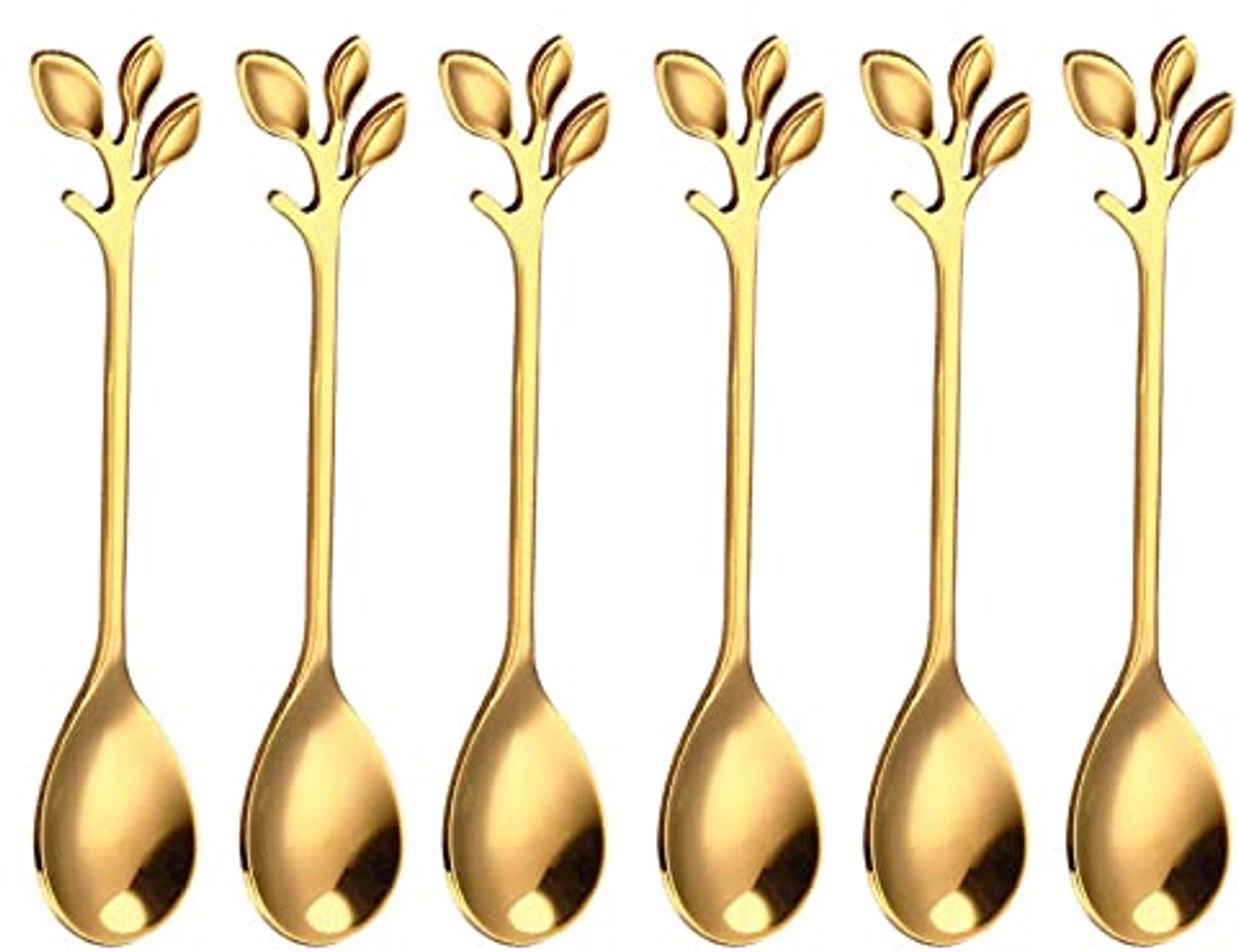 Image of 6 stuks roestvrijstalen lepels - Theelepels, Koffielepels, IJslepels, en Dessertlepels