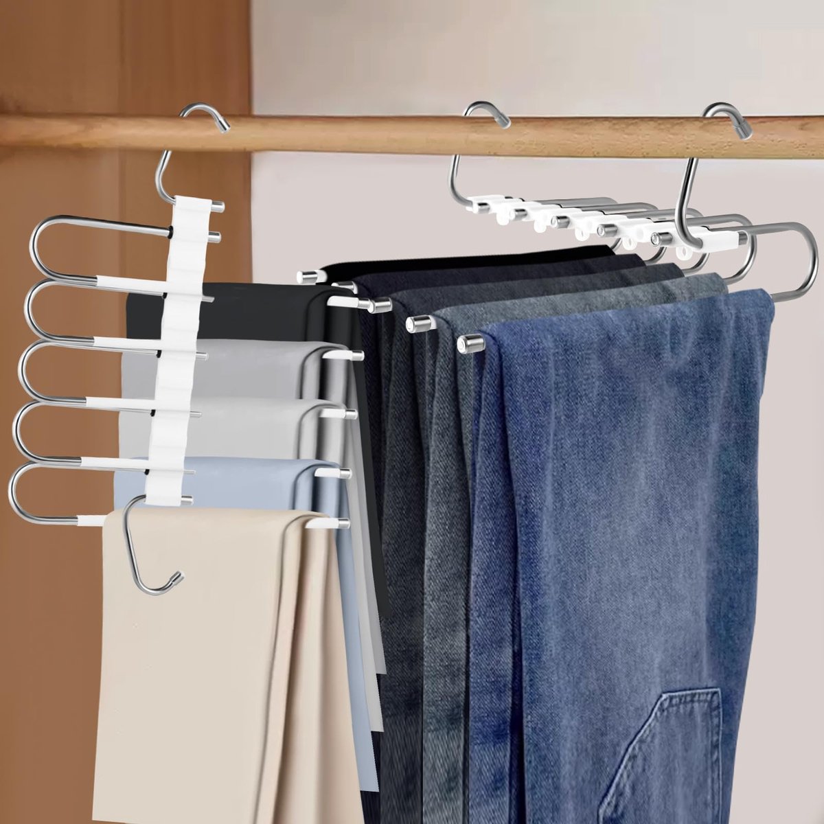 Azomor® Ruimtebesparende kledinghangers met antislip voor broeken en meer