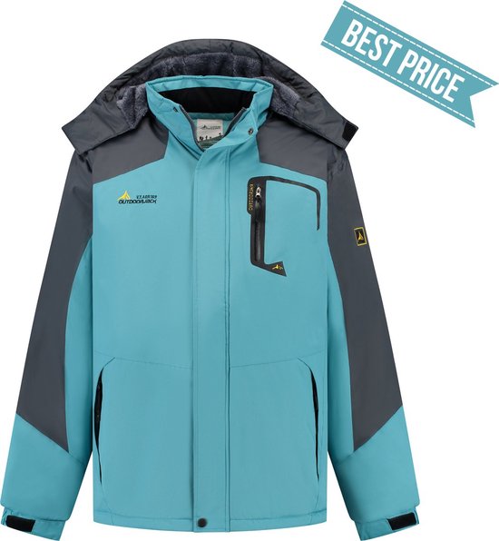 Winterjas - Heren winterjas - Outdoor jas - Wintersport - Waterdicht - Parka - Windjack - Maat L - Sky blue