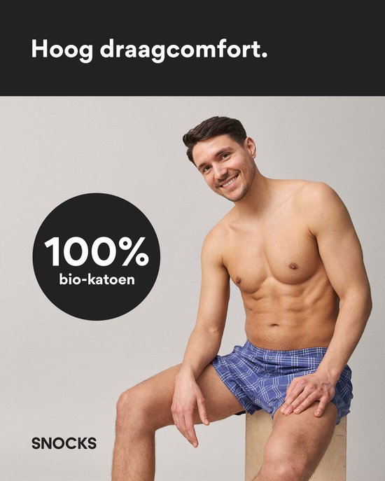SNOCKS Heren Boxershorts 3-Pack, Losse Fit, Zacht Biologisch Katoen, Comfortbund, Duurzaam