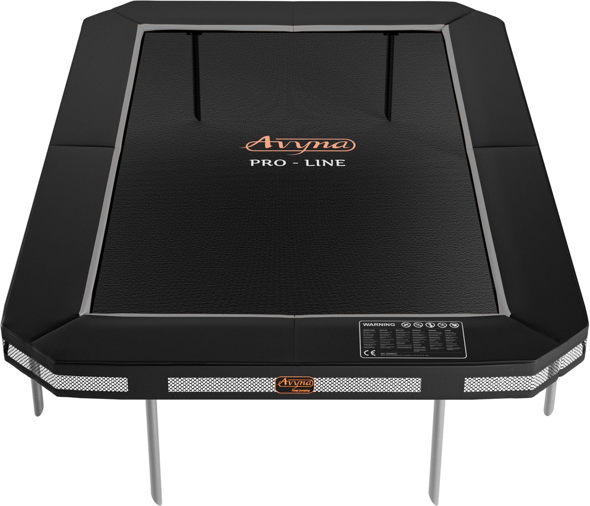 Avyna InGround Trampoline 380x255 cm – Rechthoekig – Zwart – Groot Model – Kwaliteitstrampoline – Ingraaftrampoline