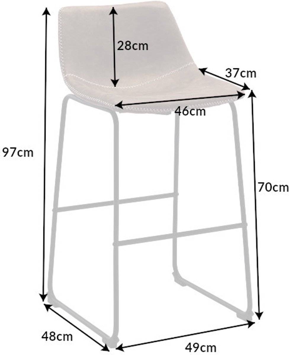 Industrieel design barstoel DJANGO vintage grijs met ijzeren frame - 38110