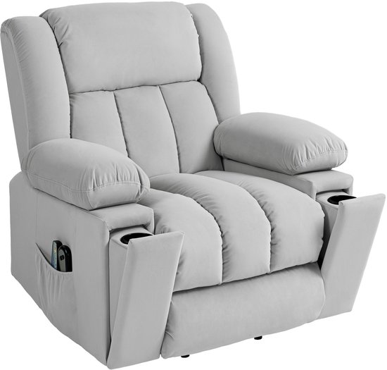 Vidaxl fauteuil de massage inclinable gris clair tissu