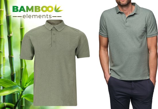 Bamboo Elements - Polo Shirt Heren - Groen L - Polo Heren - Korte Mouw - Pique Stof - T Shirt Heren - Bamboe