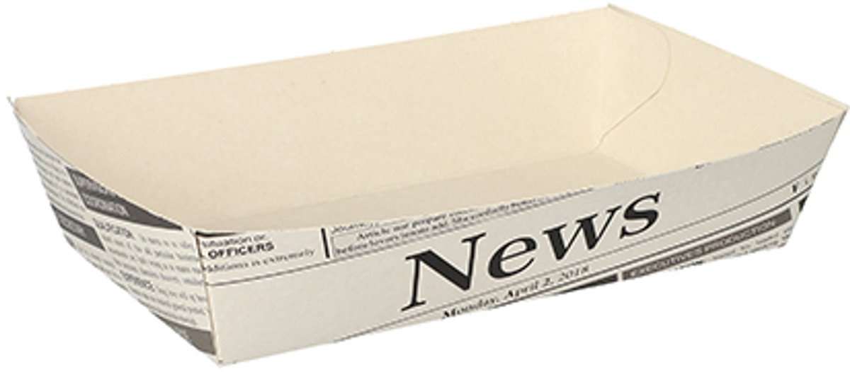 Image of 50 Patatbakje, karton van verse houtvezels 3,8 cm x 8,5 cm x 15,5 cm wit Newsprint