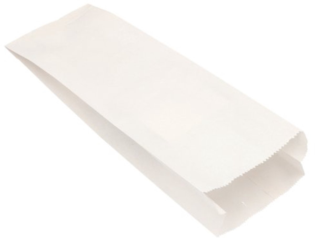1x 1000 Broodzakken cellulose aaneengeregen 42 cm x 15 cm x 7 cm wit inhoud 3 kg
