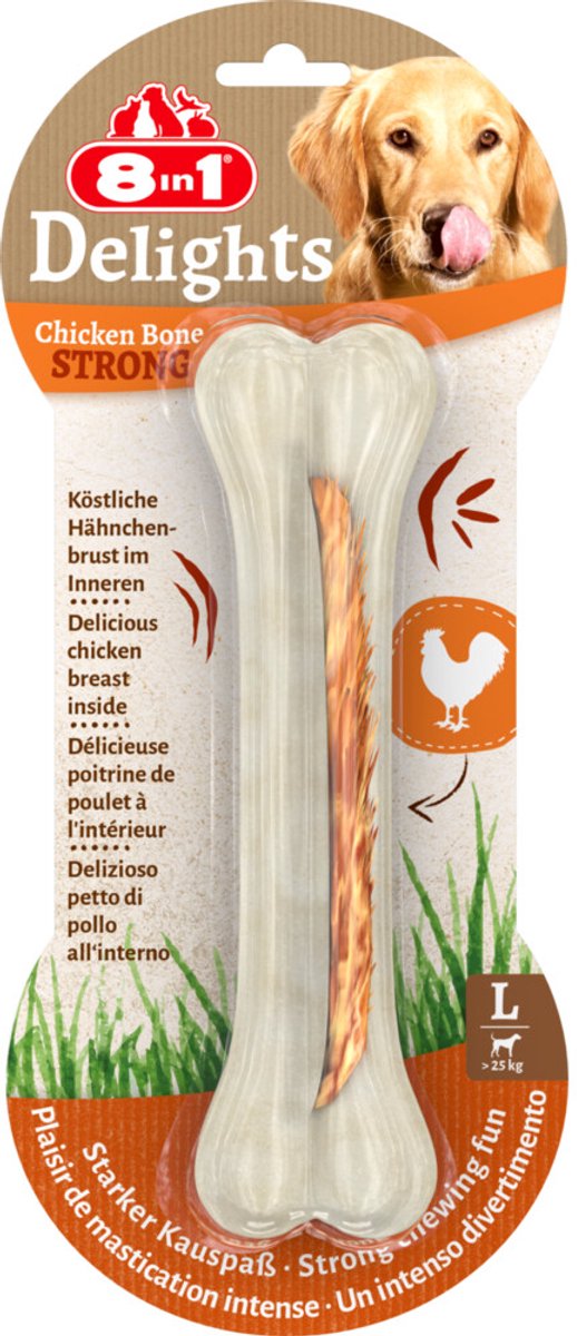 8in1 Delights Bones Strong Kip L - 6 x - Voordeelverpakking