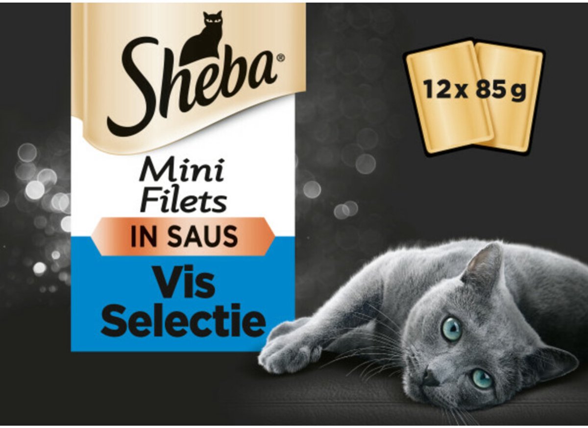 Sheba Mini Filets Vis Selectie in saus natvoer kat (zakjes 85 g) 12 x 85 g