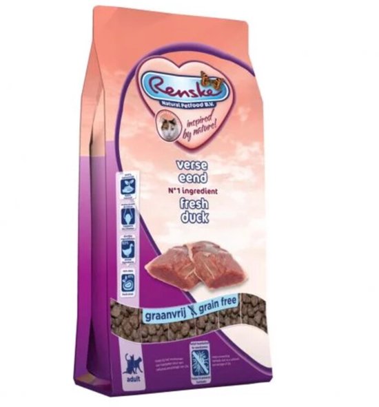 Renske Super Premium Adult Kattenvoer Eend - 8 x 400 gr - Voordeelverpakking