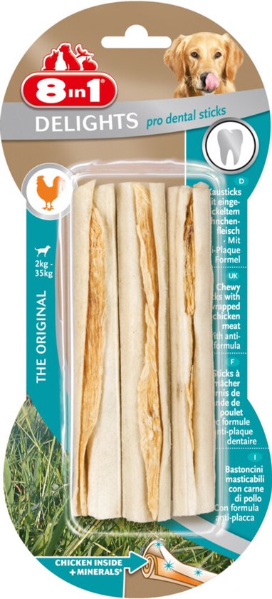 8in1 Delights Pro Dental Sticks Kip - 6 x 3 stuks - Voordeelverpakking