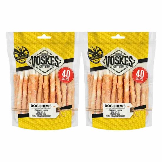 Voskes Rawhide Kip Sticks - 2 x 400 gr - Voordeelverpakking
