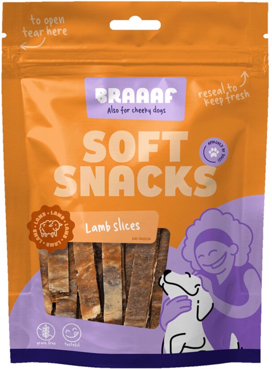 Braaaf Reepjes Hondensnack Lamsvlees met Vis - 10 x 85 gr - Voordeelverpakking