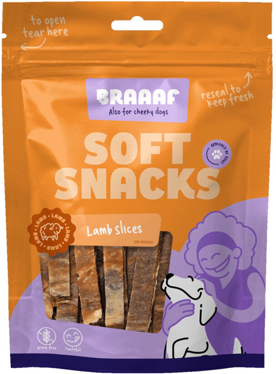 Braaaf Hondensnack Reepjes Lamsvlees met Vis - 10 x 85 gr - Voordeelverpakking