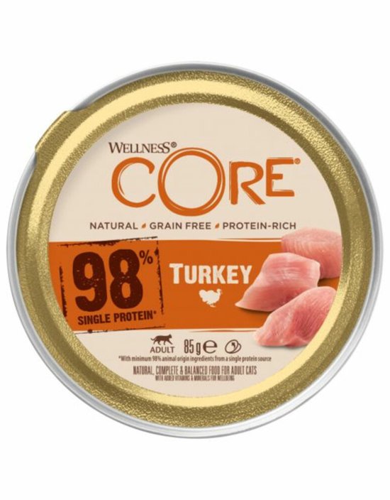 Wellness Core Kattenvoer 98% Recipe Kalkoen - 12 x 85 gr - Voordeelverpakking