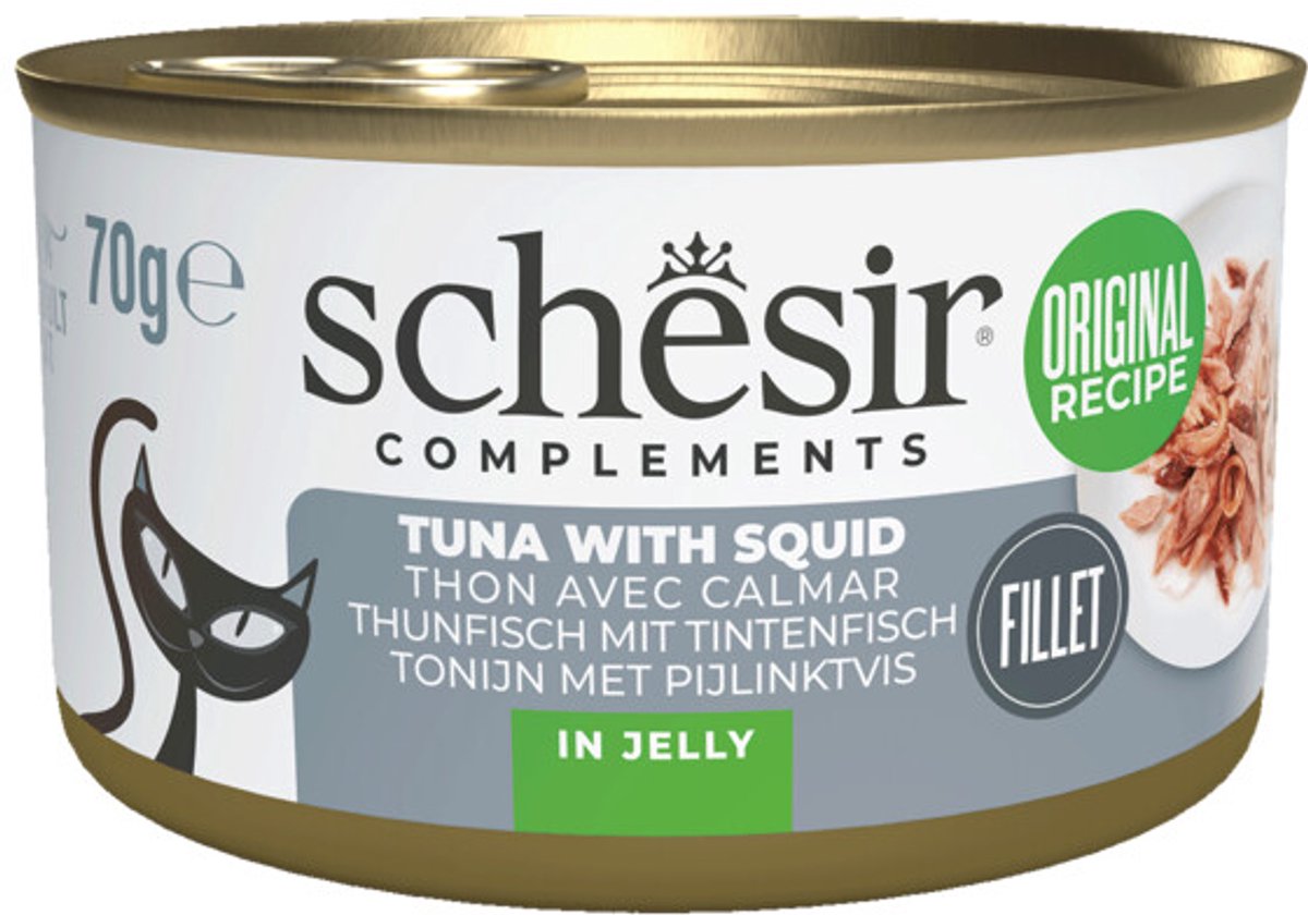 Schesir Complementary Kattenvoer Tonijn & Inktvis in Gelei - 12 x 70 gr - Voordeelverpakking