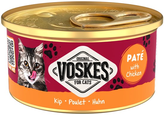 Voskes Kattenvoer Nat Paté Kip - 24 x 85 gr - Voordeelverpakking