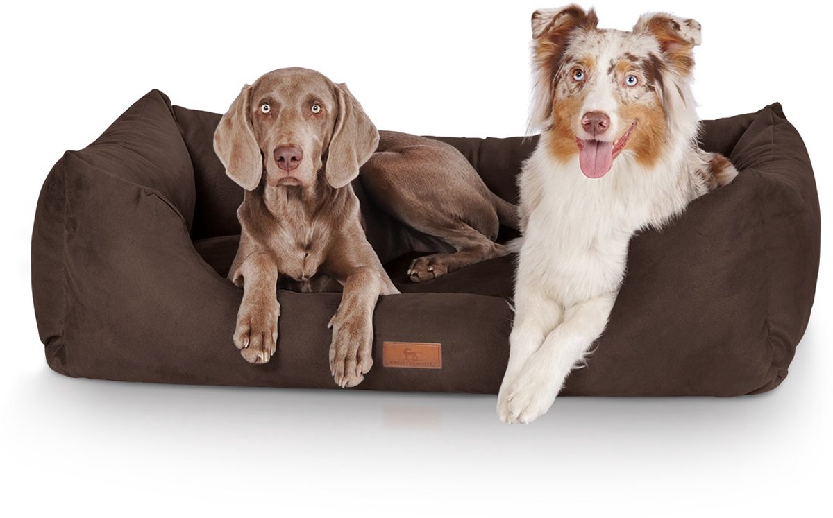 Knuffelwuff Hondenbed Dreamline van velours XXL 120 x 85cm bruin