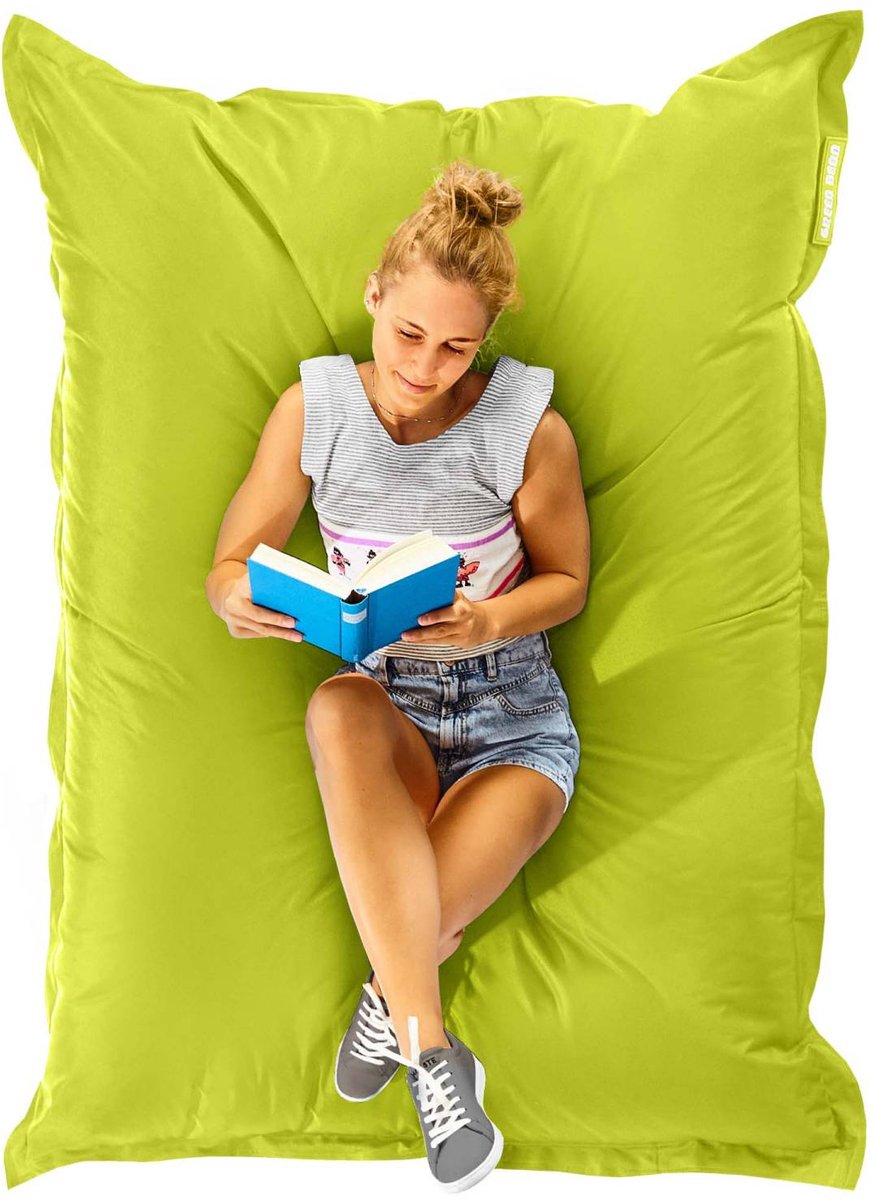 Green Bean® Zitzak "Square" 120x160cm met 270 liter EPS-korrels - Grote zitzak voor kinderen en volwassenen - Lichtgroen