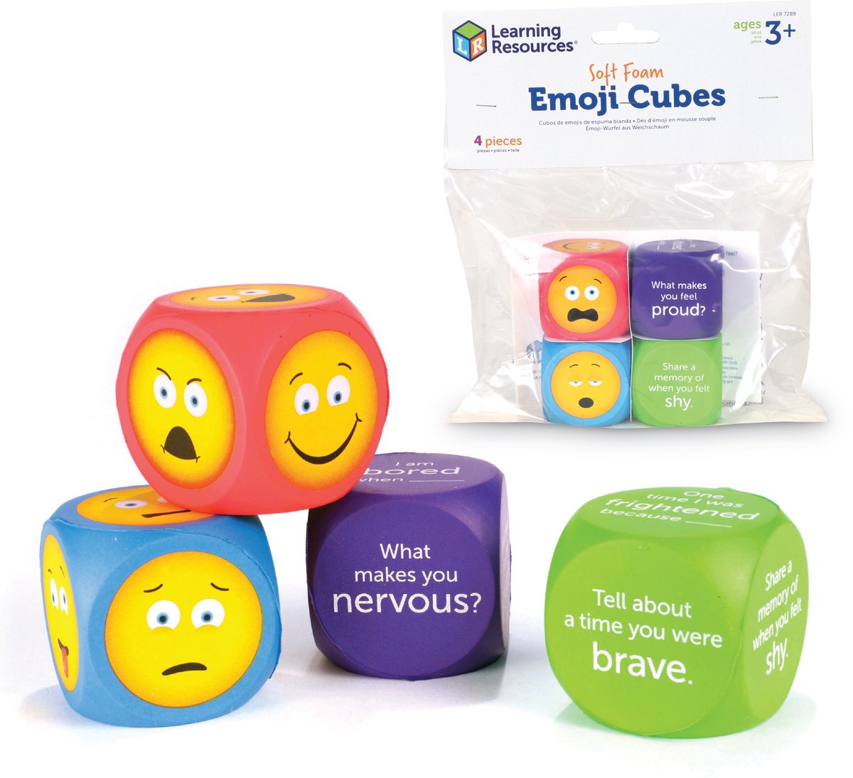 Learning Resources grote zachte emoji dobbelstenen - set van 4 - 3+