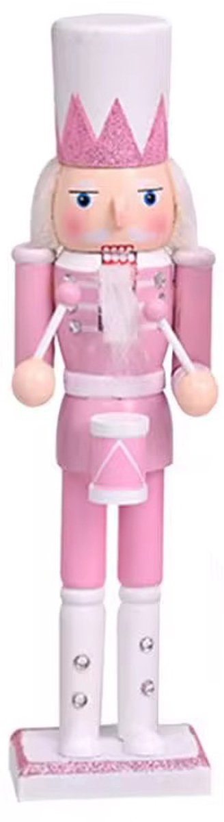 Kerstdecoratie Nutcracker / Notenkraker 30 cm roze / glitter Model 1