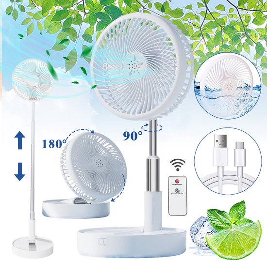 Vitdipy statiefventilator – oplaadbaar – opvouwbaar – afstandsbediening – wit