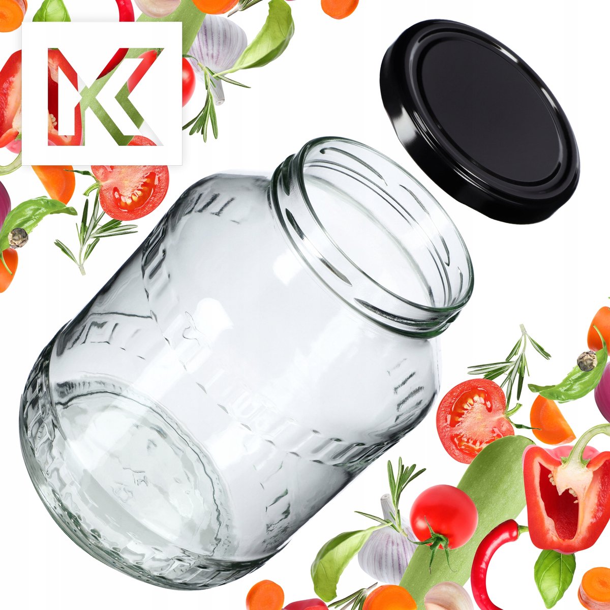 KADAX Albi glazen pot 2,5L 100mm + zwart deksel 8st