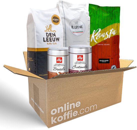 Proefpakket Koffiebonen - Koffieproeverij - 5 Smaken - Illy Brasile & Illy Guatamala - Den Leeuw Koffie - Il Leone Espresso - Roasta Coffee - Koffiecadeau - Verse koffiebonen