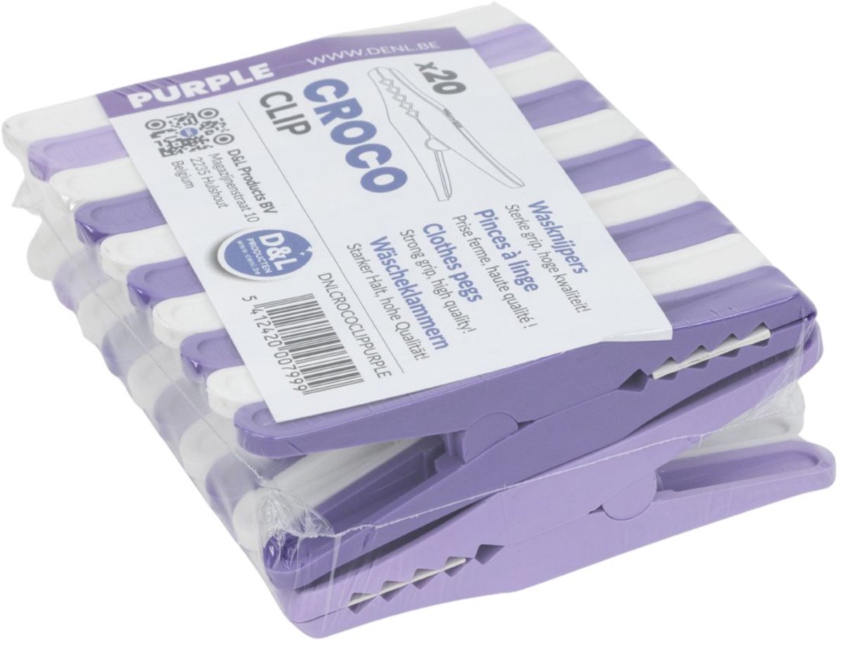D&L Croco Wasklemmen | Wasknijpers - 20 Stuks - Lila