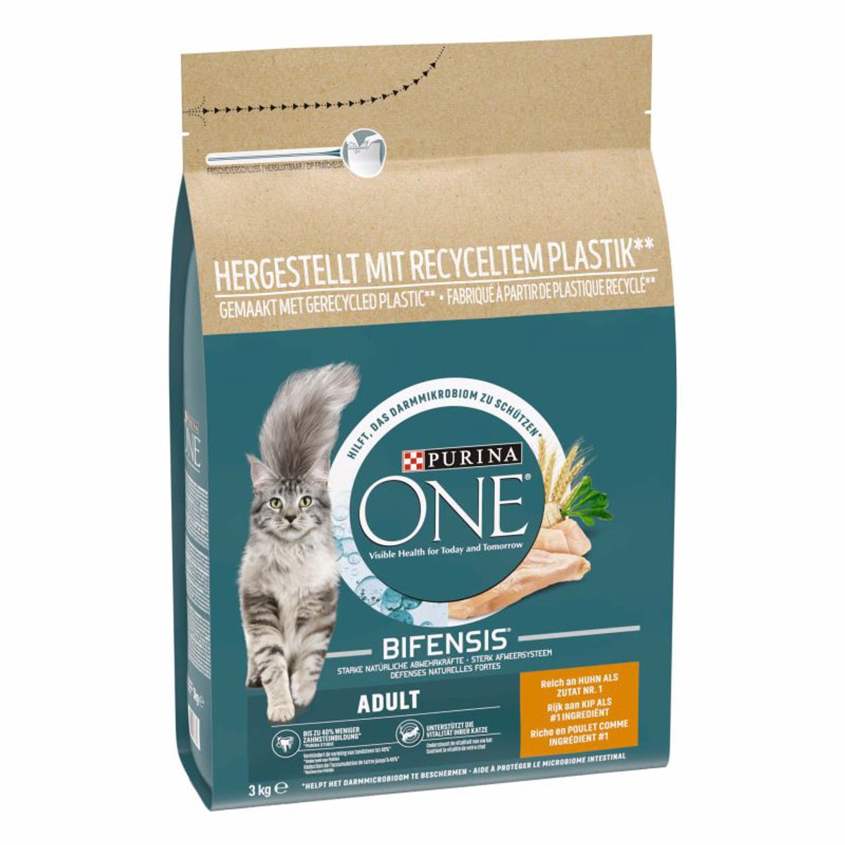 Bol.com Purina ONE Adult - Kattenvoer Droogvoer - Kip & Volkoren Granen - 3 kg aanbieding