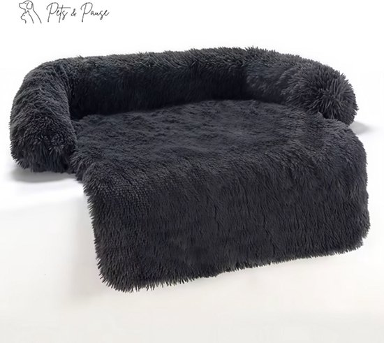 Hondendeken voor de bank, bed of in de auto 80 x 75 x 14 cm – bankbeschermer – zwart – zachte, fluffy hondenkussen – Voor kleine honden en katten
