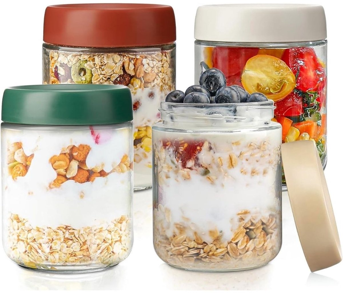 CLVP® Overnight Oats Potjes - Mason Jar - Meusli Beker met Deksel