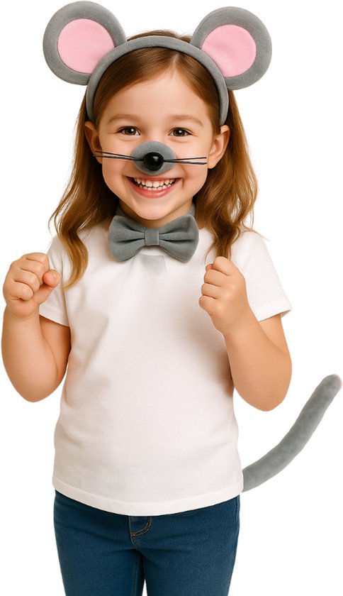 MIVAIUN 4 Stück Maus Kostüm Set,Tier Kostüm Set,Maus Haarbänder Nase Fliege Schwanz,Tier Kostüm Zubehör für Erwachsene Kinder für Halloween Feiern Kindertag Kostümfest Ankleiden Spielen (Grau MIVAIUN 4 Stück Maus Kostüm Set,Tier Kostüm Set,Maus Haarbänder Nase Fliege Schwanz,Tier Kostüm Zubehör für Erwachsene Kinder für Halloween Feiern Kindertag Kostümfest Ankleiden Spielen (Grau