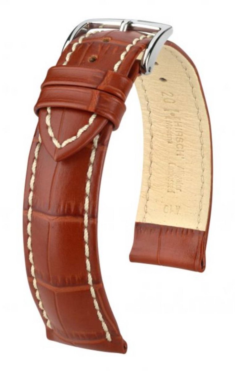 Hirsh Horlogeband - Modena Goudbruin - Leer - 18 mm