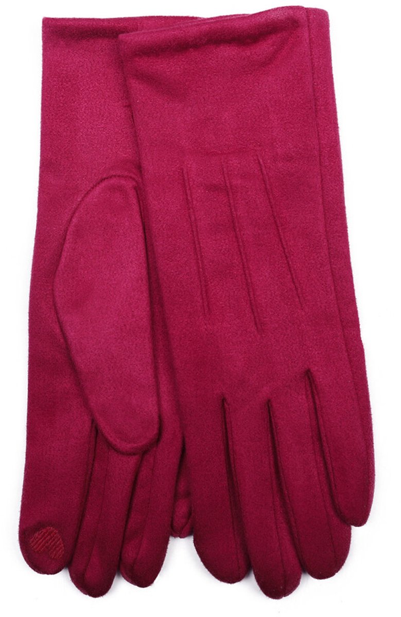 Stevige faux suede dames handschoenen Tabea-touchscreenfunctie-effen fuchsia donker roze