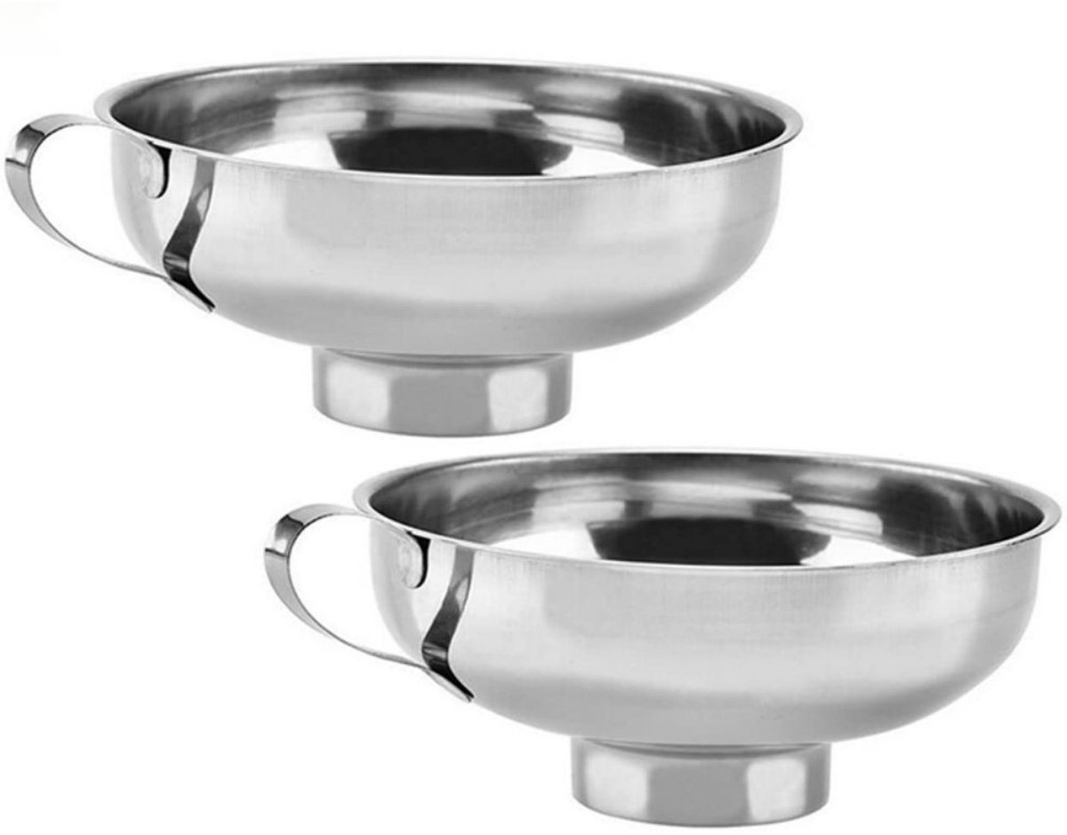TOVBMUP Trechter - Metaal - 2-Pack - Jam Trechter - Brede Mond - Bewaartrechter - Met Handvat - Geschikt voor Keuken, Jam, Vloeistoffen, Olie, Bonen