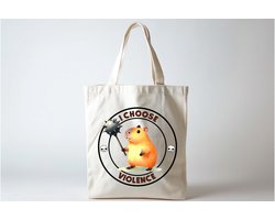 Tote Bag I Choose Violence - Funny - SoFunny - Grappig - ZoGrappig - Sarcastisch - Sarcastic - Sarcasm - Cute - Gift - Capy - Capybara
