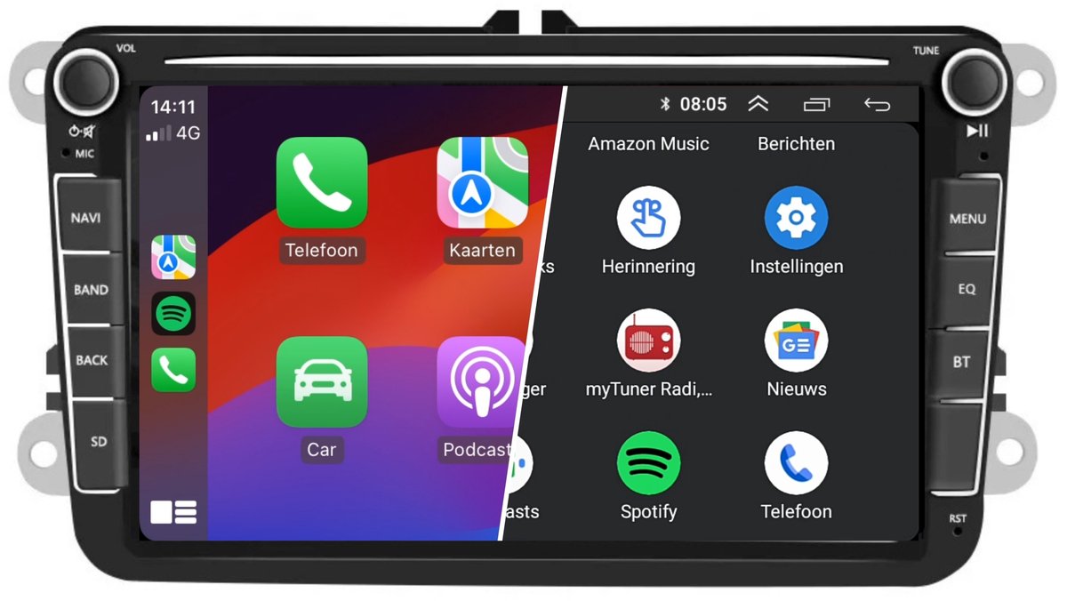 CarPlay autoradio voor Skoda Fabia Octavia Rapid Superb Yeti | 2006 t/m 2017 | Draadloos Apple CarPlay & Android Auto | Denago | 8 Inch Touchscreen | Bluetooth & Wifi