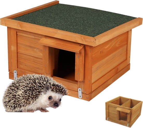 HIXA Egelhuis - voor Buiten - Waterdicht - Egelhuisjes - Hout - 2 Kamers - 36x24cm