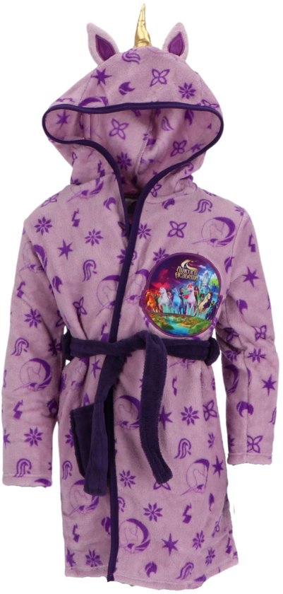 Unicorn Academy Badjas - Maat 134/140 - Polyester - Paars - Meisjes