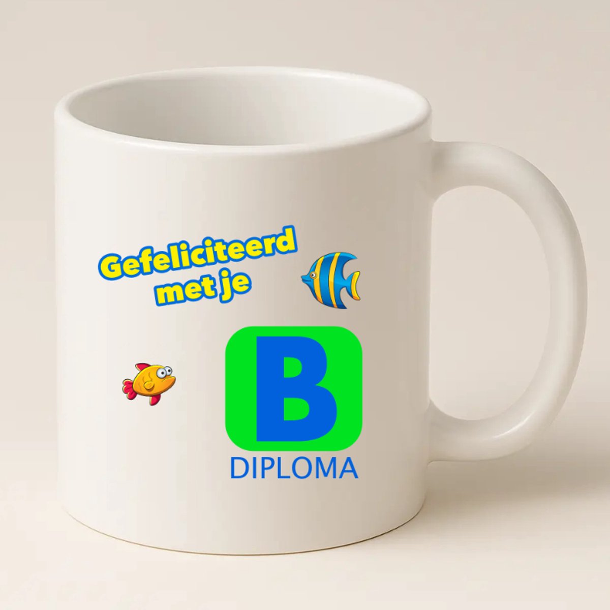 Zwemdiploma B Mok - Wit - Gefeliciteerd met je Zwemdiploma B - Cadeautje Zwemdiploma B