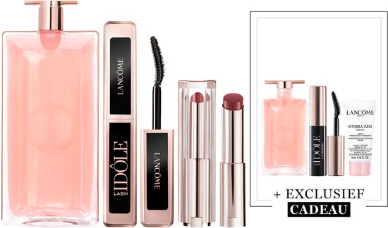 Lancôme Idôle Eau de Parfum - 100ml & Lancôme Lash Idôle Mascara Midi - 001 Black & Lancôme Lip Idôle Squalane-12 Butterglow™ Glowy Lippenbalsem - Sheiks Rosy Nude 50 + 3 Cadeaus