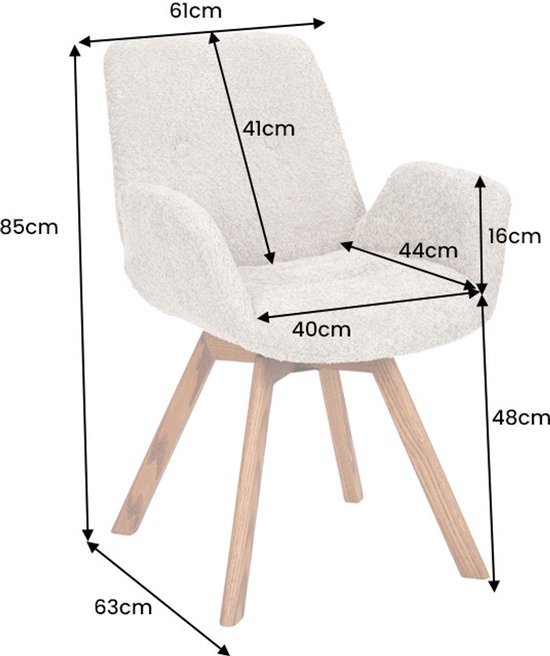 Fauteuil en chêne massif et tissu bouclette kaki