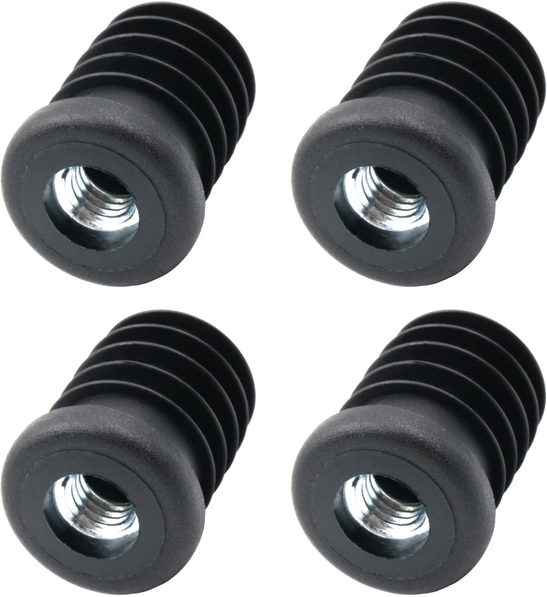 4 x M8 Schroefdraadstop - Ronde Buispluggen voor Ø 22 mm - Polyamide en Verzinkt Staal