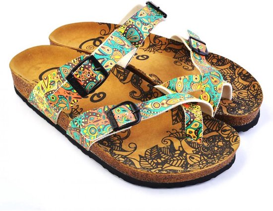 GOBY - Fleurs - Slippers - Sandales pour femmes - Haute qualité - Fait main - Taille 42