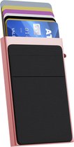 Nuvance Pasjeshouder Uitschuifbaar - Rfid Bescherming - Pasjeshouders voor Mannen en Vrouwen - Creditcardhouder - Roze/Zwart