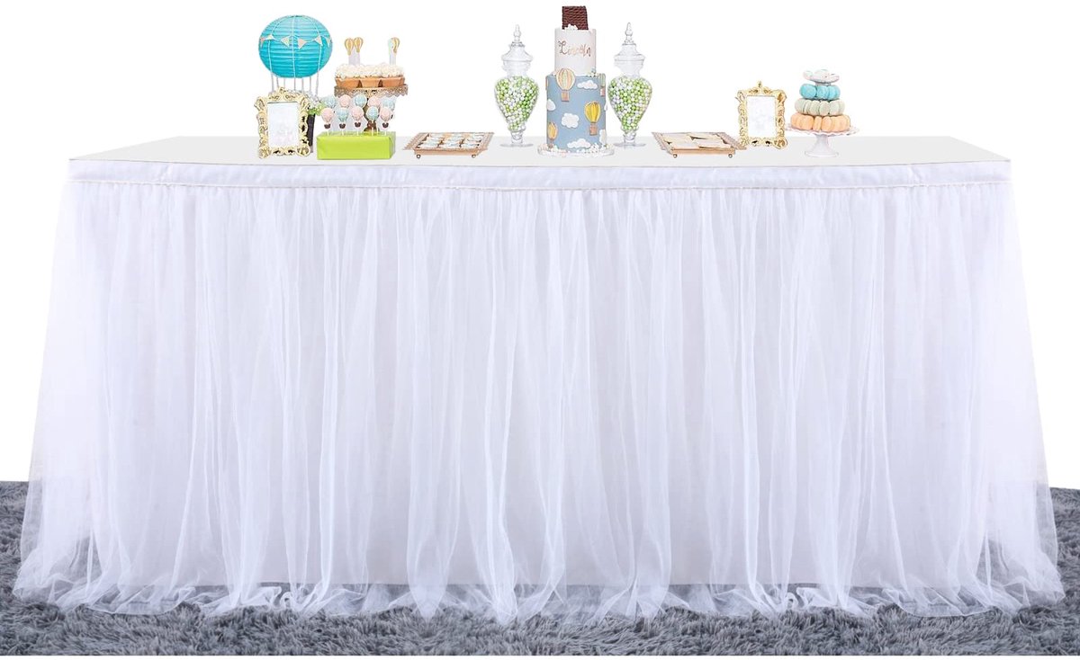 Tafelrok - Decoratief En Elegant - 275x77cm - Voor Babyshower, Doop En Bruiloft