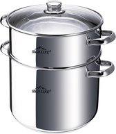 SMH LINE® Stoompan - Couscous pan - 12L - Ø 24 cm - Soeppan - RVS - Voor Alle Warmtebronnen incl. Inductie - Glazen Deksel