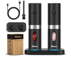 Dieux elektrische peper- en zoutmolen set met oplaadstation