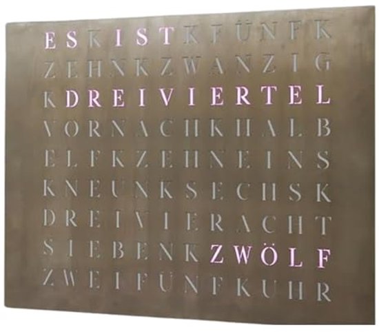 United Entertainment - LED woord klok - woordklok - klok in woorden - Word Clock Duits - Zwart - 17x16.5 cm